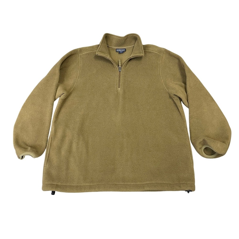 Vintage 90s Lands End Brown Fleece 1/4 Zip Pullover Youth Large Outdoor